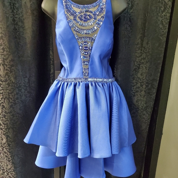 RACHEL ALLAN BLUE HOMECOMING DRESS - Picture 2 of 9